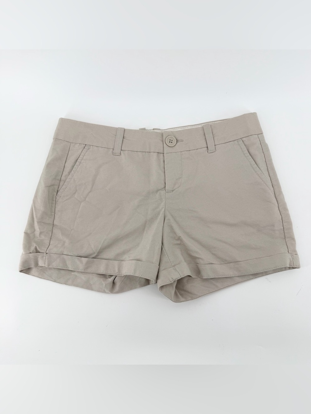 US Polo Assn Juniors Chino Shorts Size 1/2 Khaki Beige Cuffed Classic Casual Fit